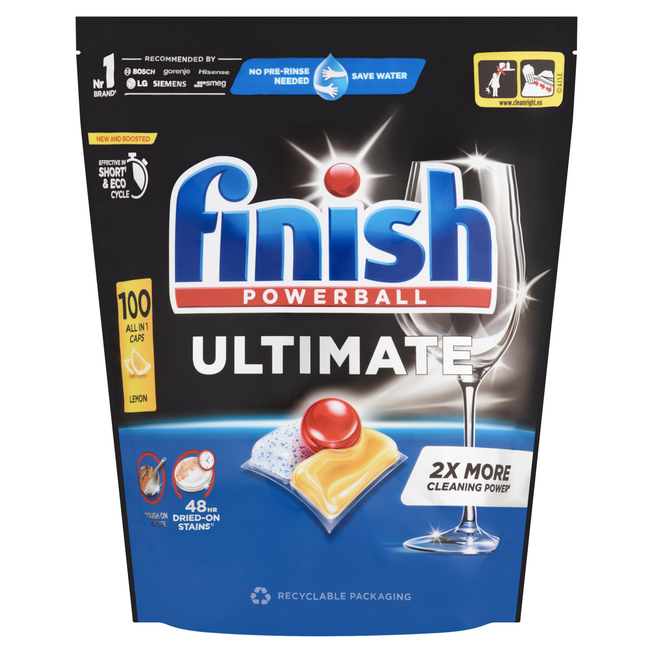 Finish Powerball Ultimate All in 1 Lemon mosogatógép kapszula 100 db – Ultimate Teljesítmény Citromos Frissességgel