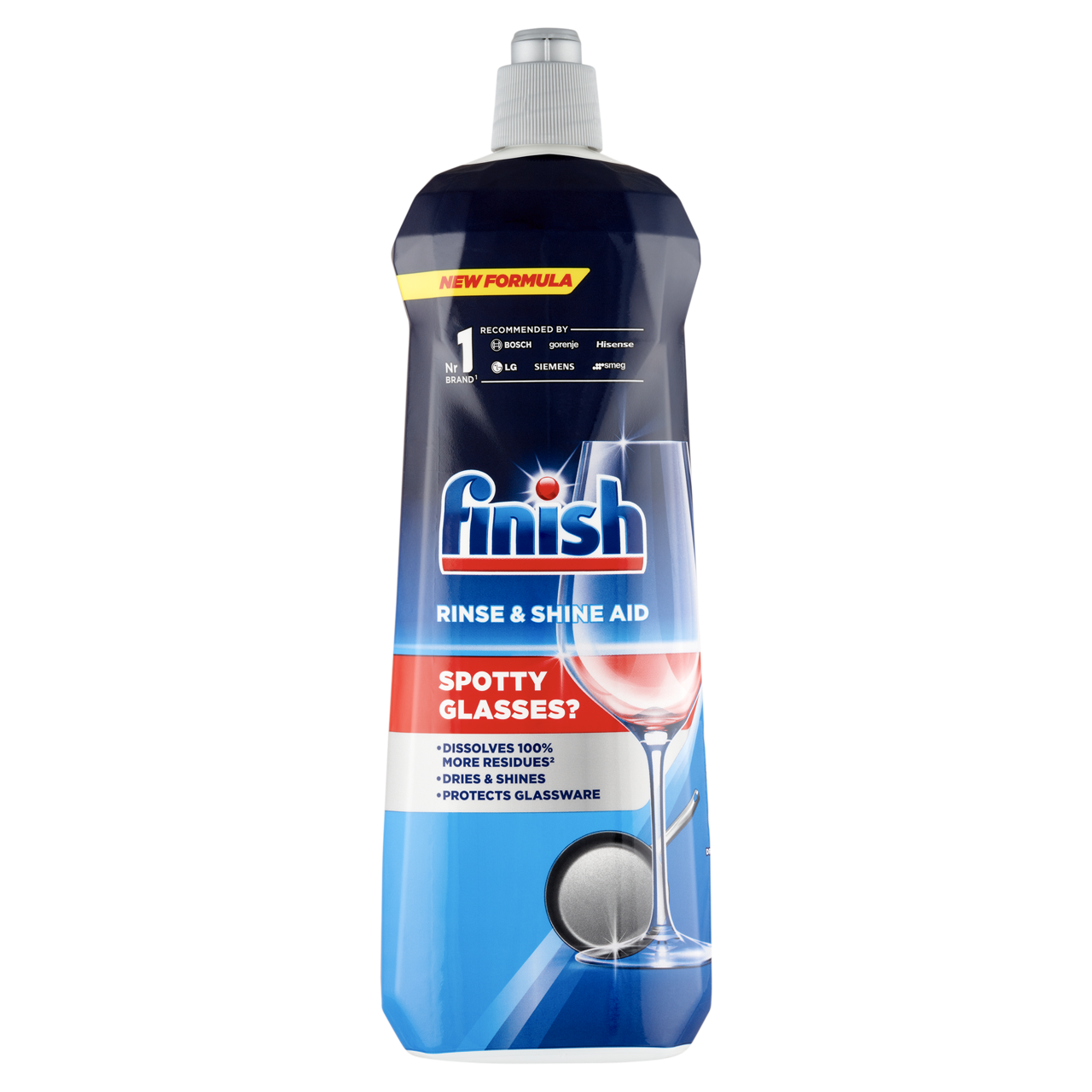 Finish Rinse & Shine Aid gépi öblítőszer 800 ml – 160 Mosáshoz, Vízfoltmentes Csillogás, Gyors Száradás