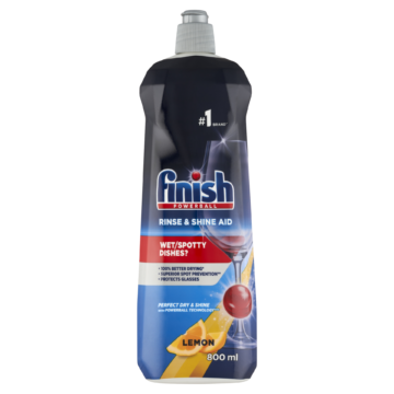 Finish Rinse & Shine Aid öblítőszer gépi mosogatáshoz, Citrom illat, 160 mosogatáshoz, 800ml