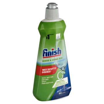 Finish Green 0% Rinse and Shine Aid Gépi Öblítőszer 400 ml – Kétszer Jobb Száradás, Illatanyag- és Tartósítószermentes