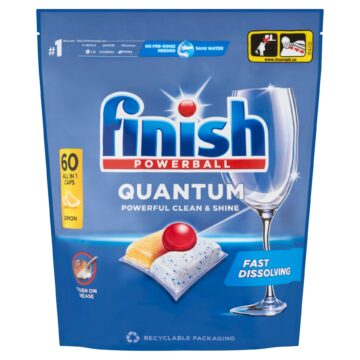 Finish Powerball Quantum All in 1 mosogatógép-kapszula, Lemon, 60 db