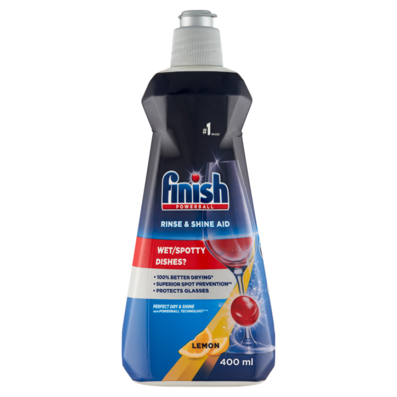 Finish Rinse & Shine Aid öblítőszer gépi mosogatáshoz, Citrom illat, 80 mosogatáshoz, 400ml