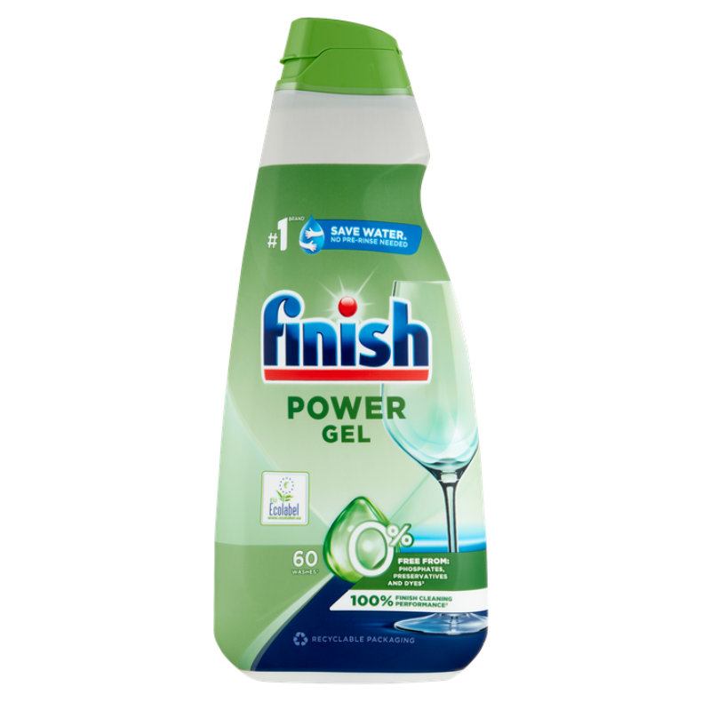 Finish Power All in 1 0% Gel gépi mosogatógél, 60 mosogatás, 900 ml