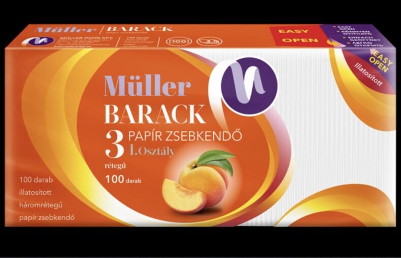 Müller papír zsebkendő 100 db Barackos 3 rétegű