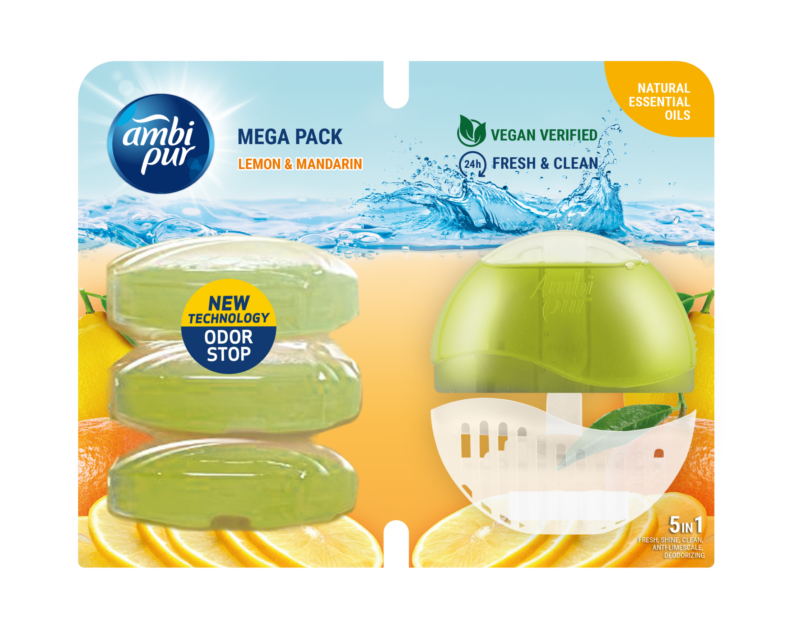 Ambi Pur wc gél 4x55 ml + készülék lemon & mandarin