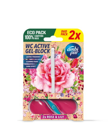 Ambi Pur aktív wc gél block 2x45 g rose & lily