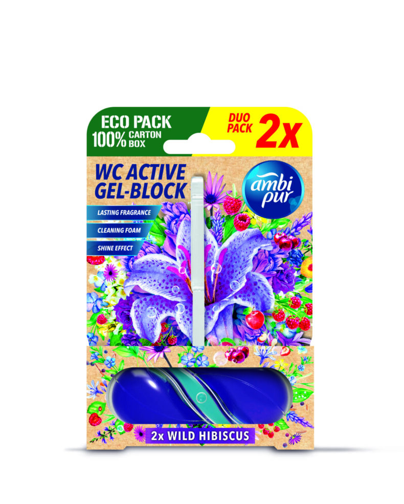 Ambi Pur aktív wc gél block 2x45 g wild hibiskus