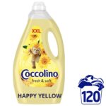 Coccolino Fresh and Soft Happy Yellow öblítőkoncentrátum 120 mosás 3 L XXL gazdaságos családi kiszerelés