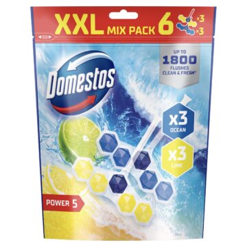 Domestos Power 5 Ocean / Lime WC frissítő blokk XXL 6 x 50 g