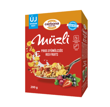 Cerbona piros gyümölcsös müzli cukor hozzáadása nélkül édesítőszerrel 200 g