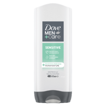 Dove Men+Care Sensitive férfi tusfürdő érzékeny bőrre, testre, arcra és hajra 400 ml