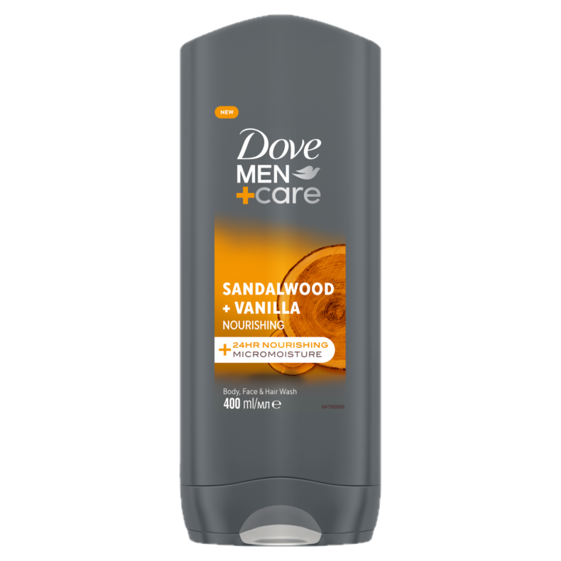 Dove Men+Care Sandalwood és Vanilla férfi tusfürdő testre, arcra, hajra 400 ml