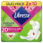Libresse Regular+ Natural Care szárnyas egészségügyi betét 2 x 10 db