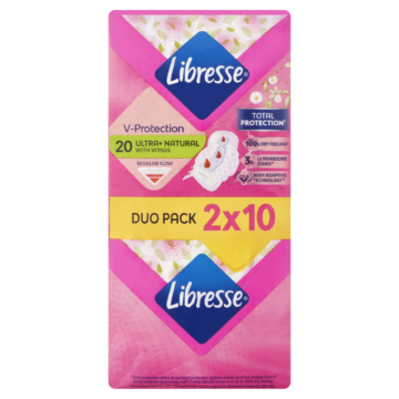 Libresse Ultra+ Natural szárnyas egészségügyi betét 2 x 10 db
