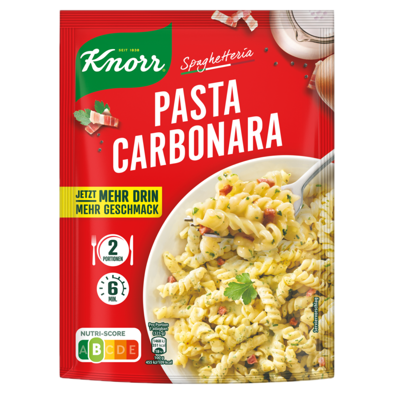 Knorr Spaghetteria Pasta Carbonara tészta szalonnás-tejszínes szószban 172 g