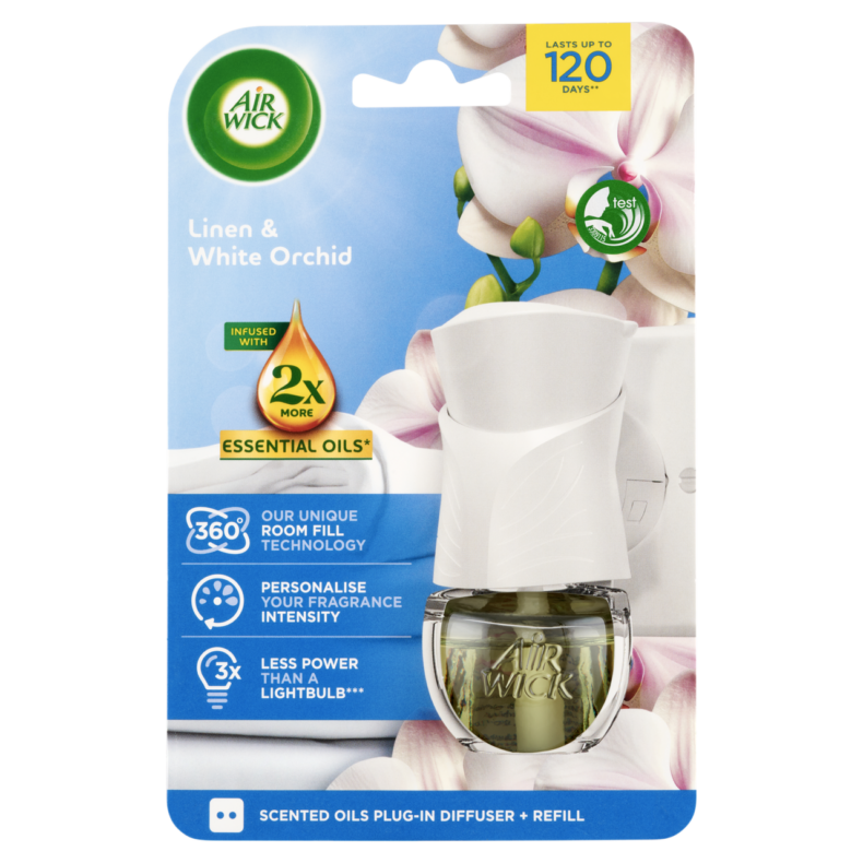 Air Wick Pamut és Fehér Orchidea elektromos légfrissítő készülék & utántöltő 19 ml