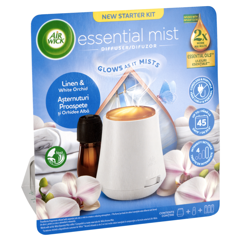 Air Wick Aroma Mist diffúzor készülék - Pamut és Fehér Orchidea 20 ml