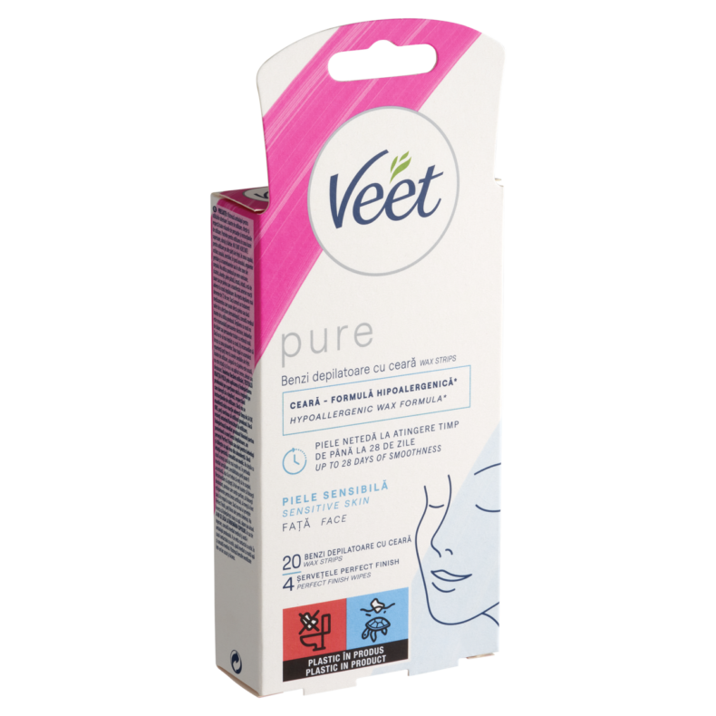 Veet Pure Gyantaszalagok Arcra – hideggyanta Érzékeny bőrre 20 db