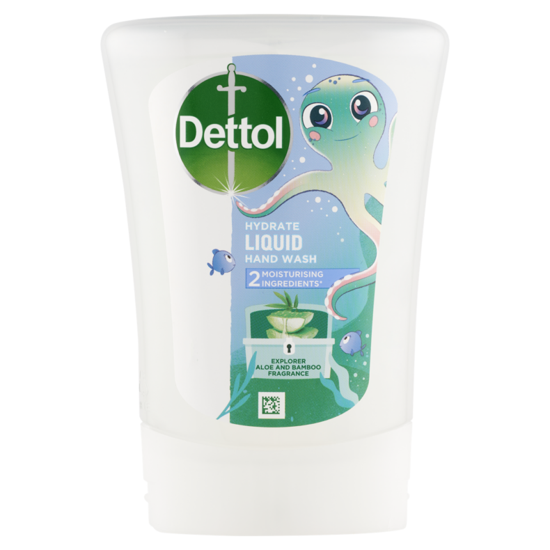 Dettol Kids Explorer Aloe Vera és Bambusz utántöltő folyékony szappan érintés nélküli készülékhez 250 ml