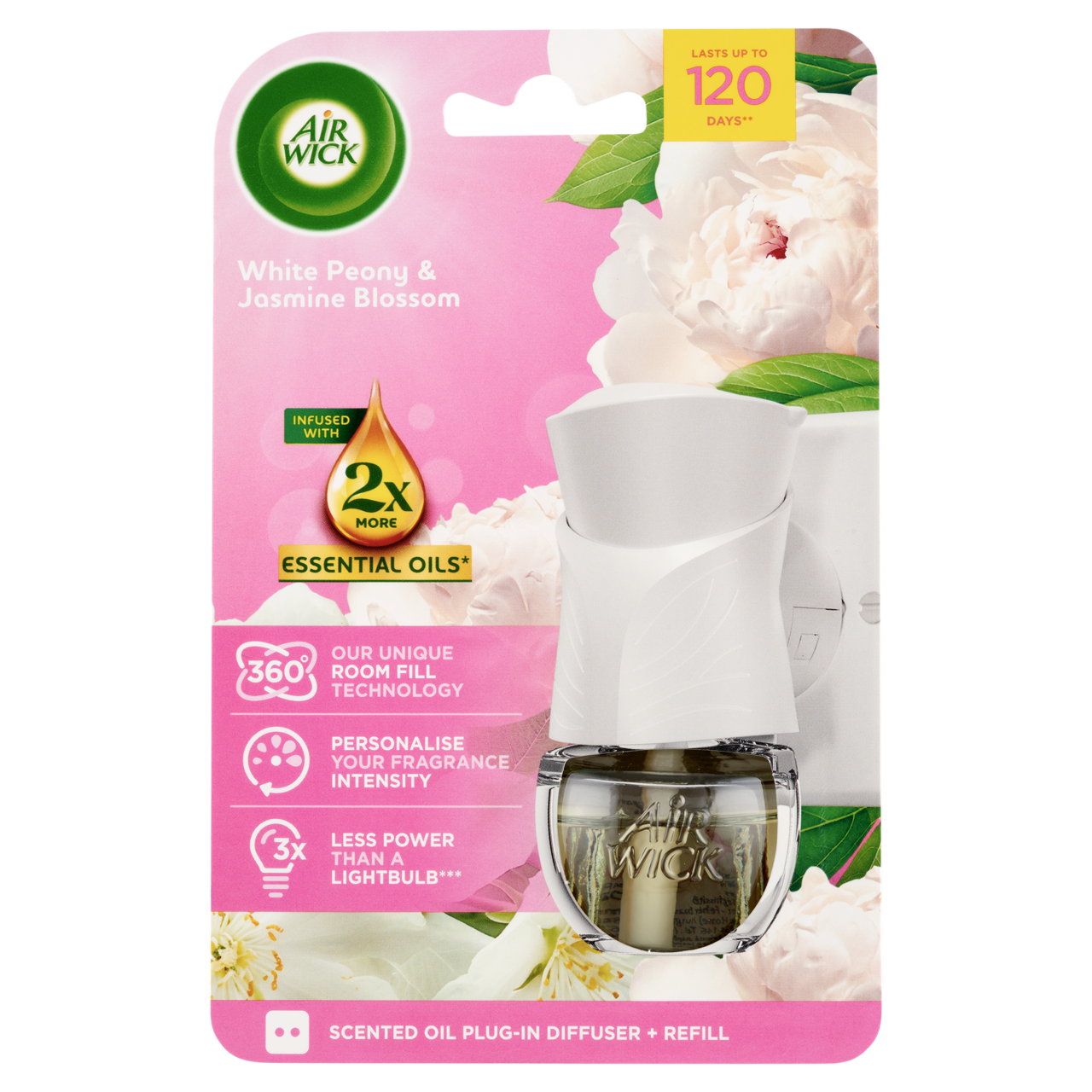 Air Wick Fehér Bazsarózsa és Jázminvirág elektromos légfrissítő készülék és utántöltő 19 ml