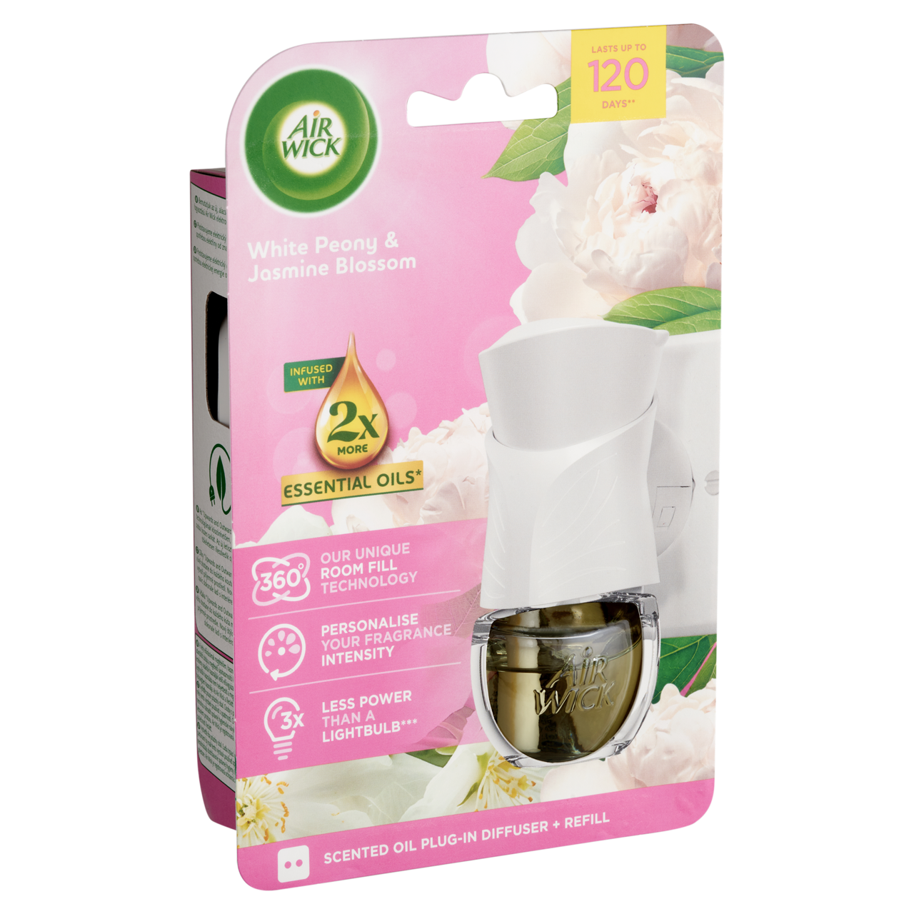 Air Wick Fehér Bazsarózsa és Jázminvirág elektromos légfrissítő készülék és utántöltő 19 ml