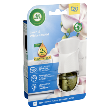 Air Wick Pamut és Fehér Orchidea elektromos légfrissítő készülék és utántöltő 19 ml