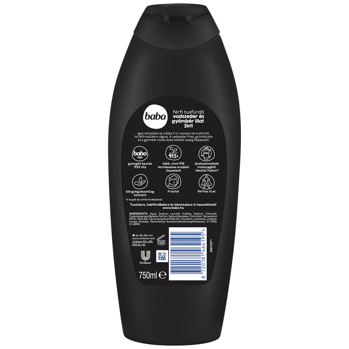 Baba 2in1 férfi tusfürdő vadszeder és gyömbér illat 750 ml