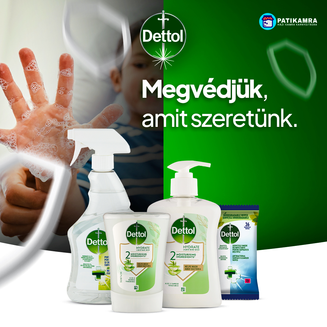 Banner A Dettol egy több mint 90 éves, vezető márka a baktériumok elleni védelemben és a családok egészségének megőrzésében.