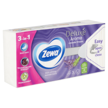Zewa Deluxe Lavender Dreams illatosított papír zsebkendő 3 rétegű 90 db
