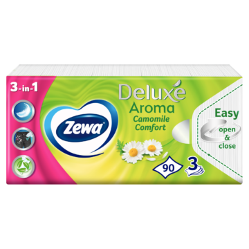 Zewa Deluxe Camomile Comfort illatosított papír zsebkendő 3 rétegű 90 db