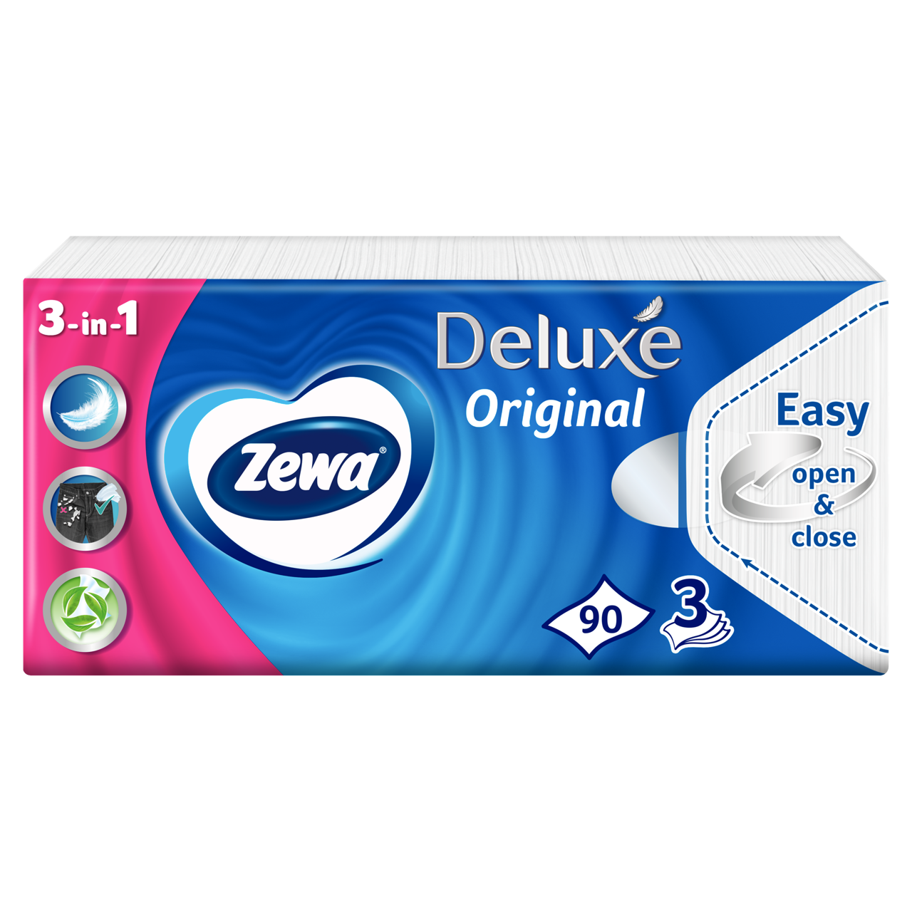 Zewa Deluxe Original illatmentes papír zsebkendő 3 rétegű 90 db