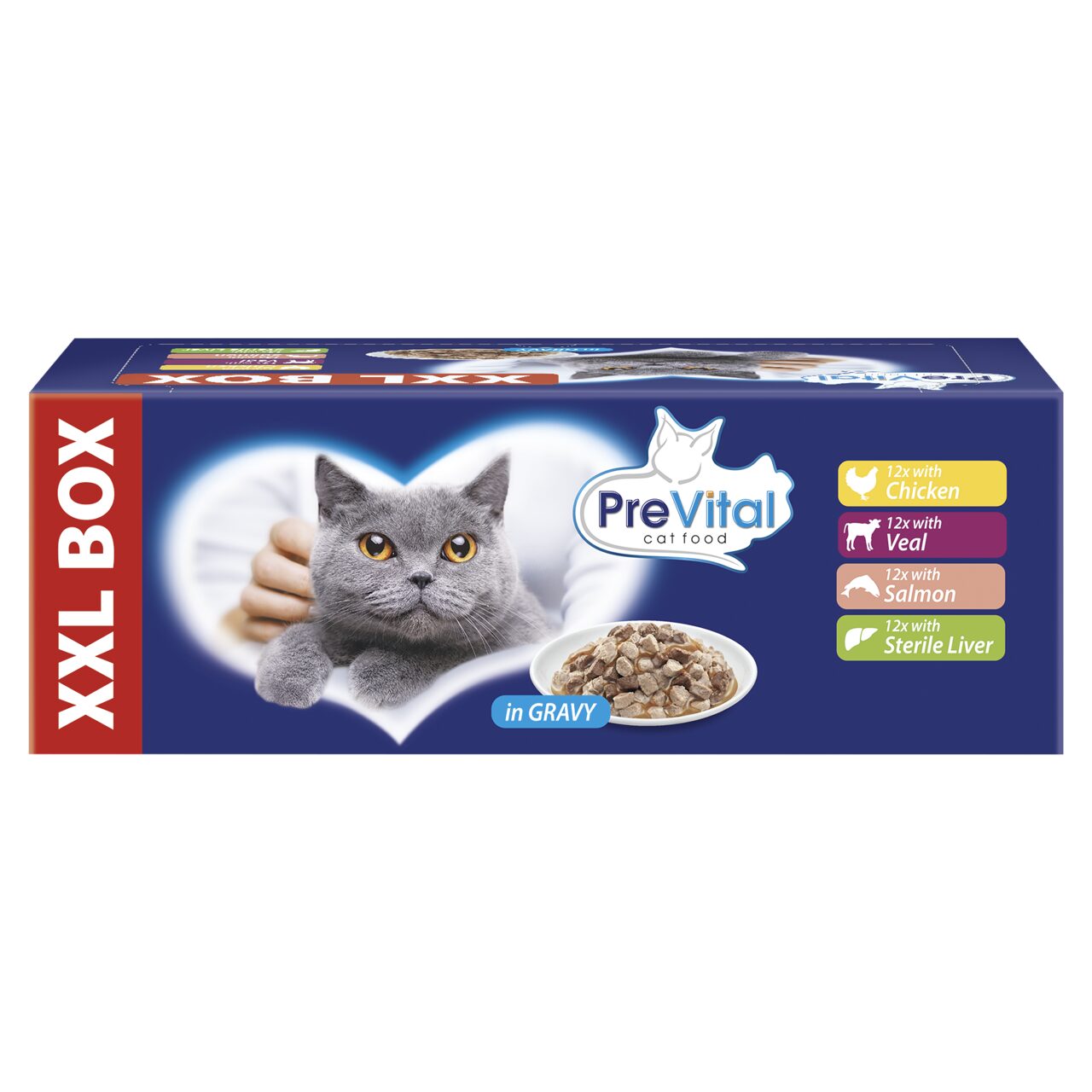 Prevital alutasakos macskaeledel giga box 48x100g Multipack