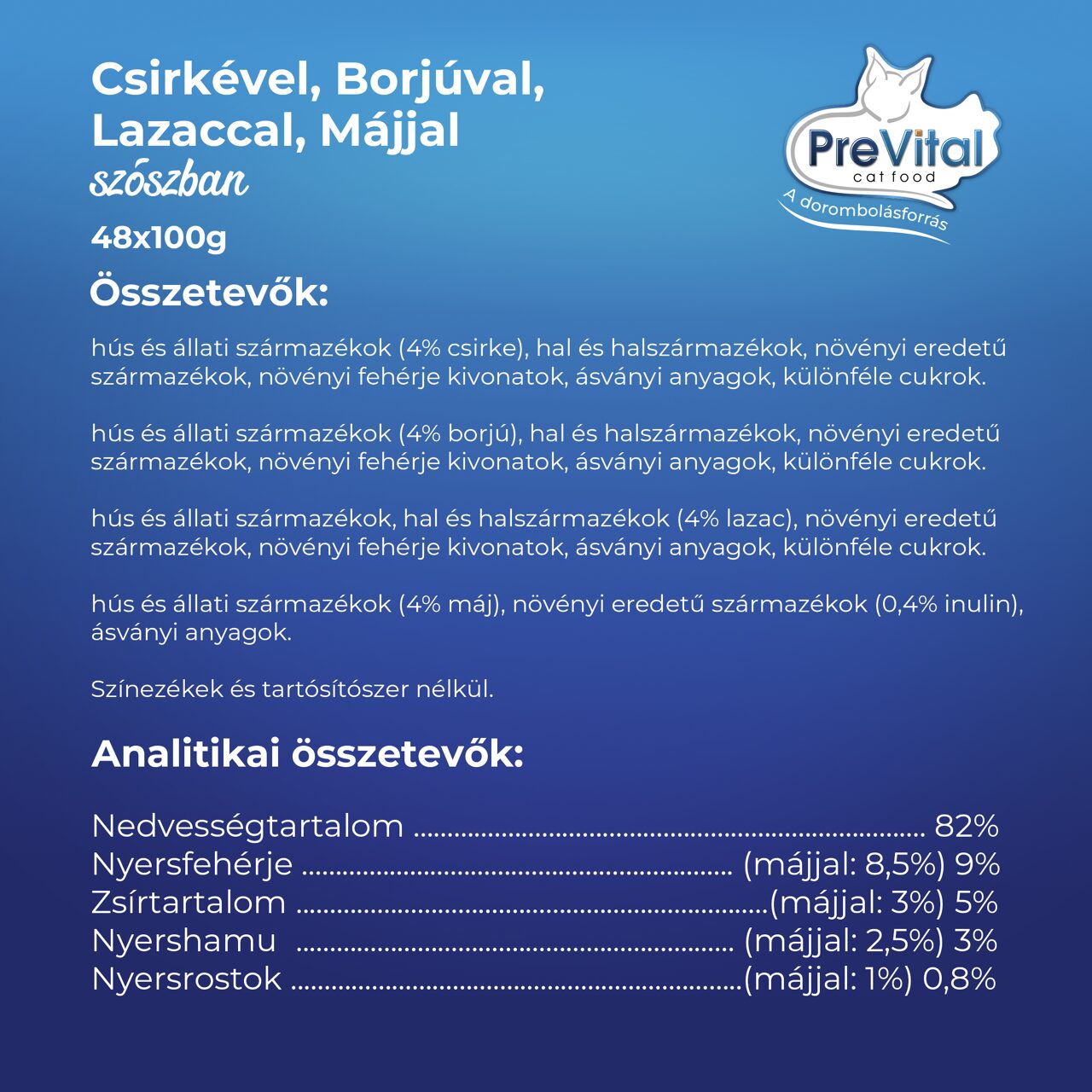 Prevital alutasakos macskaeledel giga box 48x100g Multipack