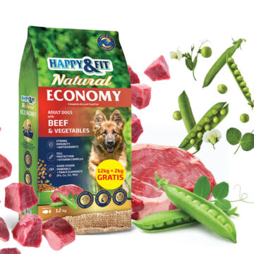 Happy & Fit Natural Economy Adult with Beef and Vegetables kutyatáp 12+2 kg