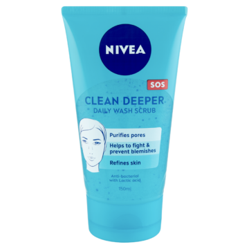 NIVEA Clean Deeper radírozó arclemosó zsíros, problémás bőrre 150 ml