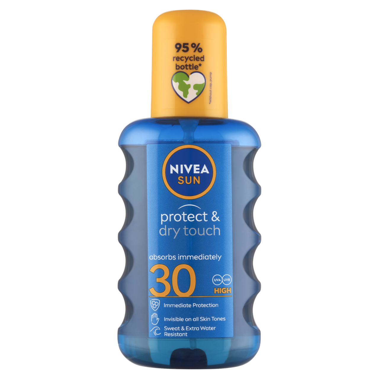 NIVEA SUN Protect & Dry Touch átlátszó hűsítő napozó spray FF30 200 ml