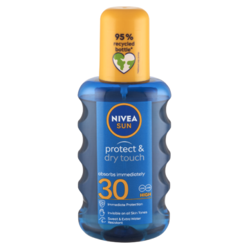 NIVEA SUN Protect & Dry Touch átlátszó hűsítő napozó spray FF30 200 ml