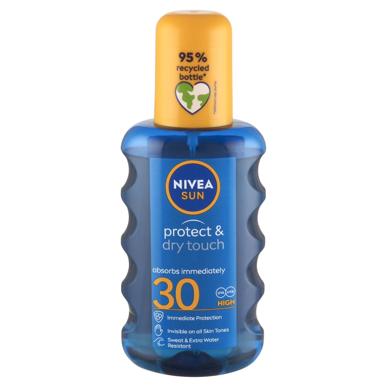 NIVEA SUN Protect & Dry Touch átlátszó hűsítő napozó spray FF30 200 ml