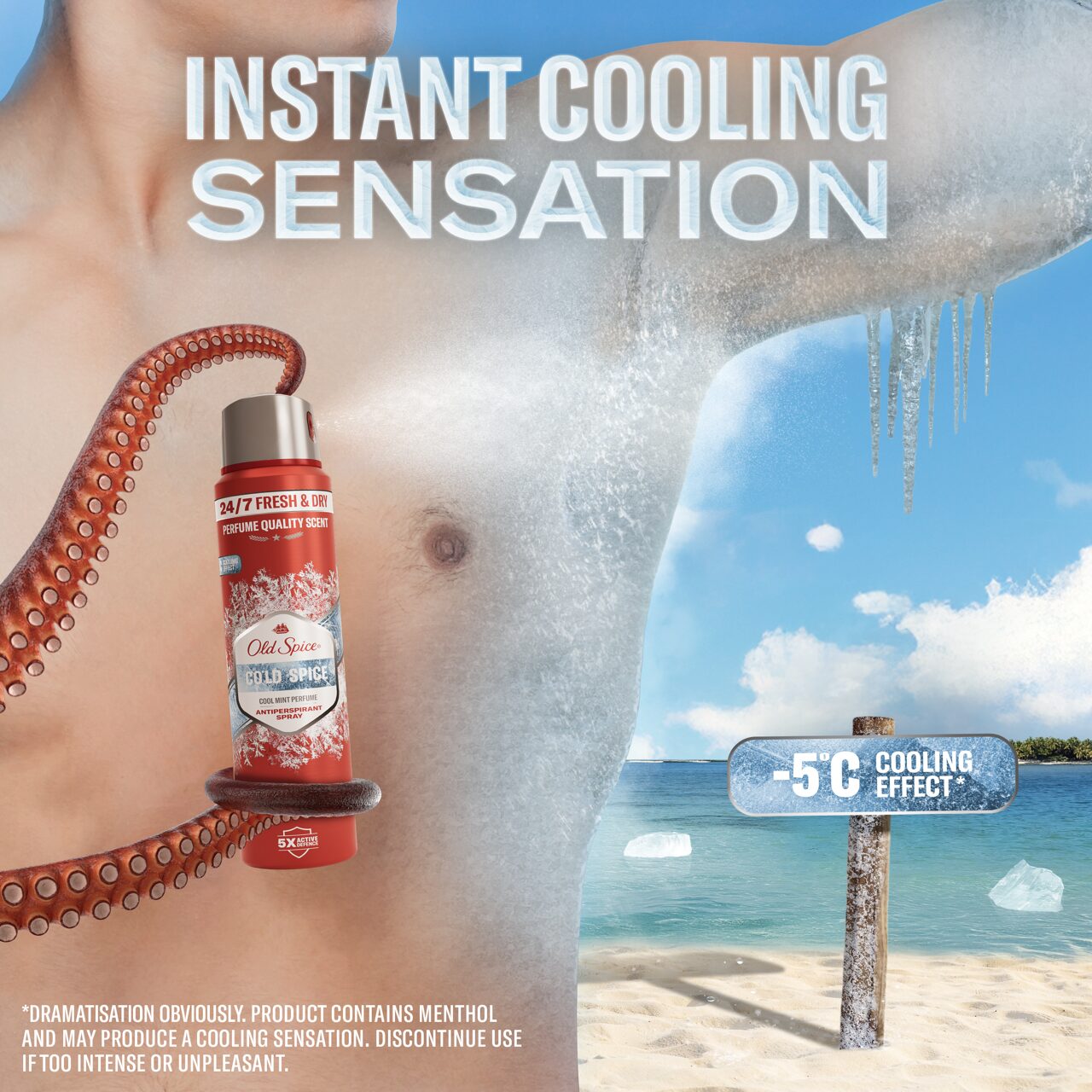 Old Spice Cold Spice férfi izzadásgátló spray –5°C hűsítő hatás